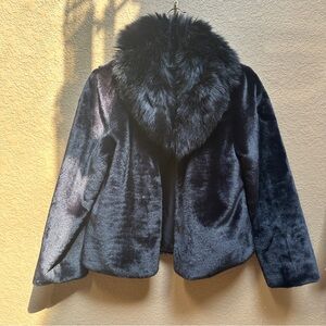 Elegant Black Faux Fur Women's Jacket